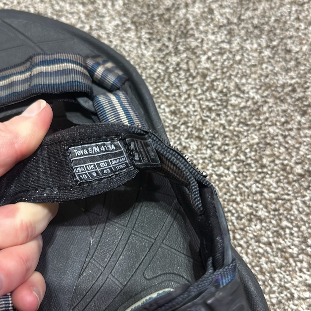 Teva hurricane hiking Velcro sandals 4134 spider rubber men’s 10 ShocPad black - Picture 8 of 8